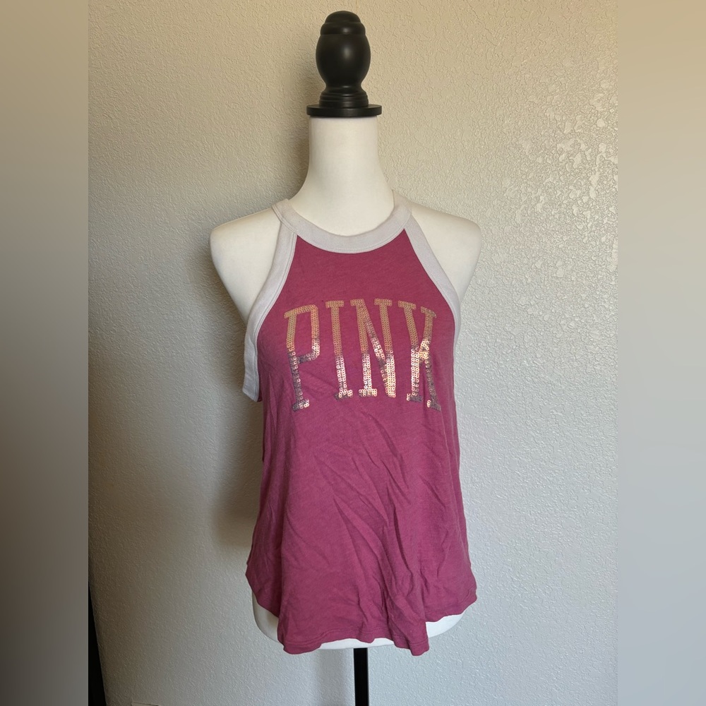 VS PINK Sequins Racerback Tank top | Pink | Size Small